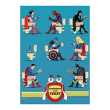 Superheroes on the Toilet, funny poo humour (Print Only) thumbnail