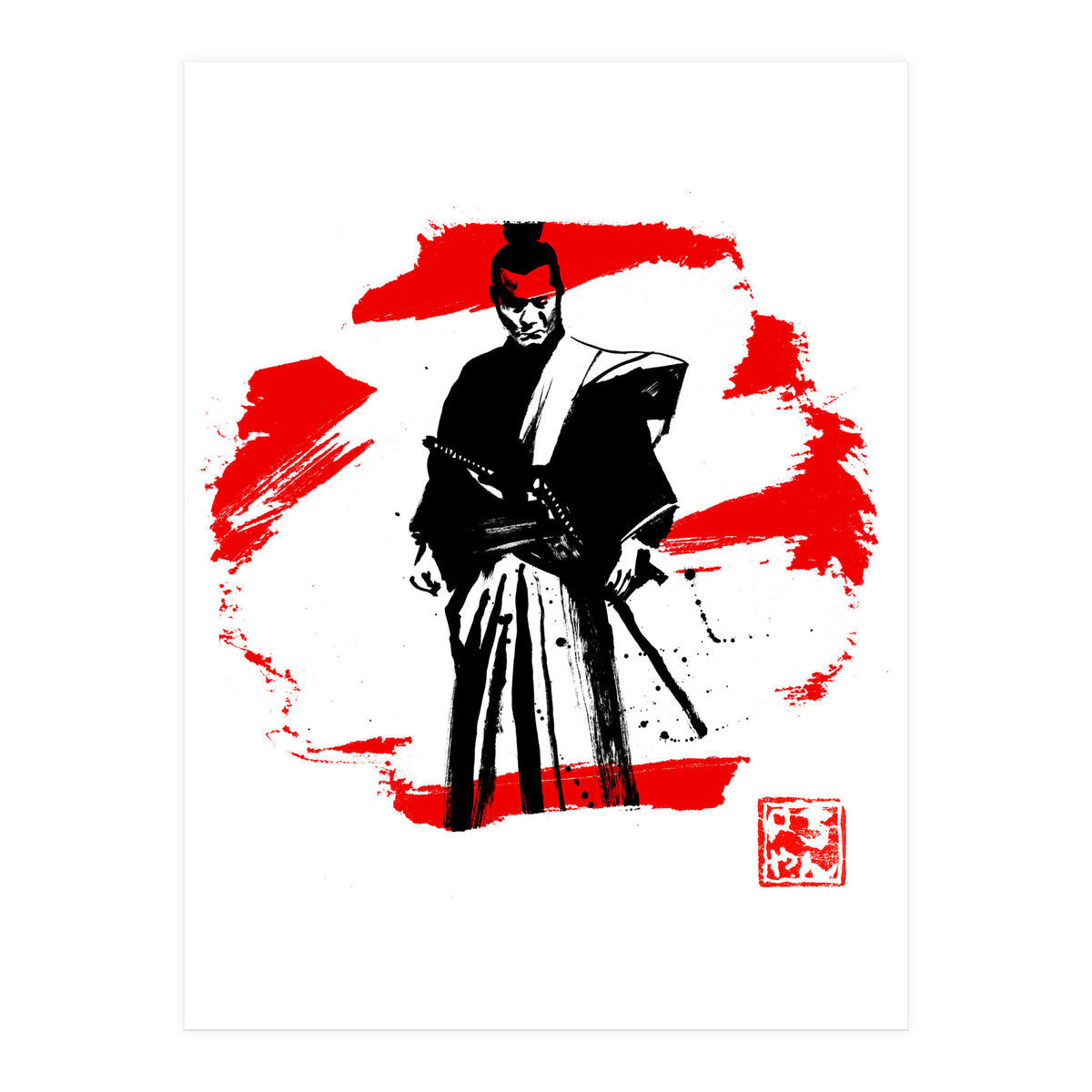 samurai in red and white (Print Only)