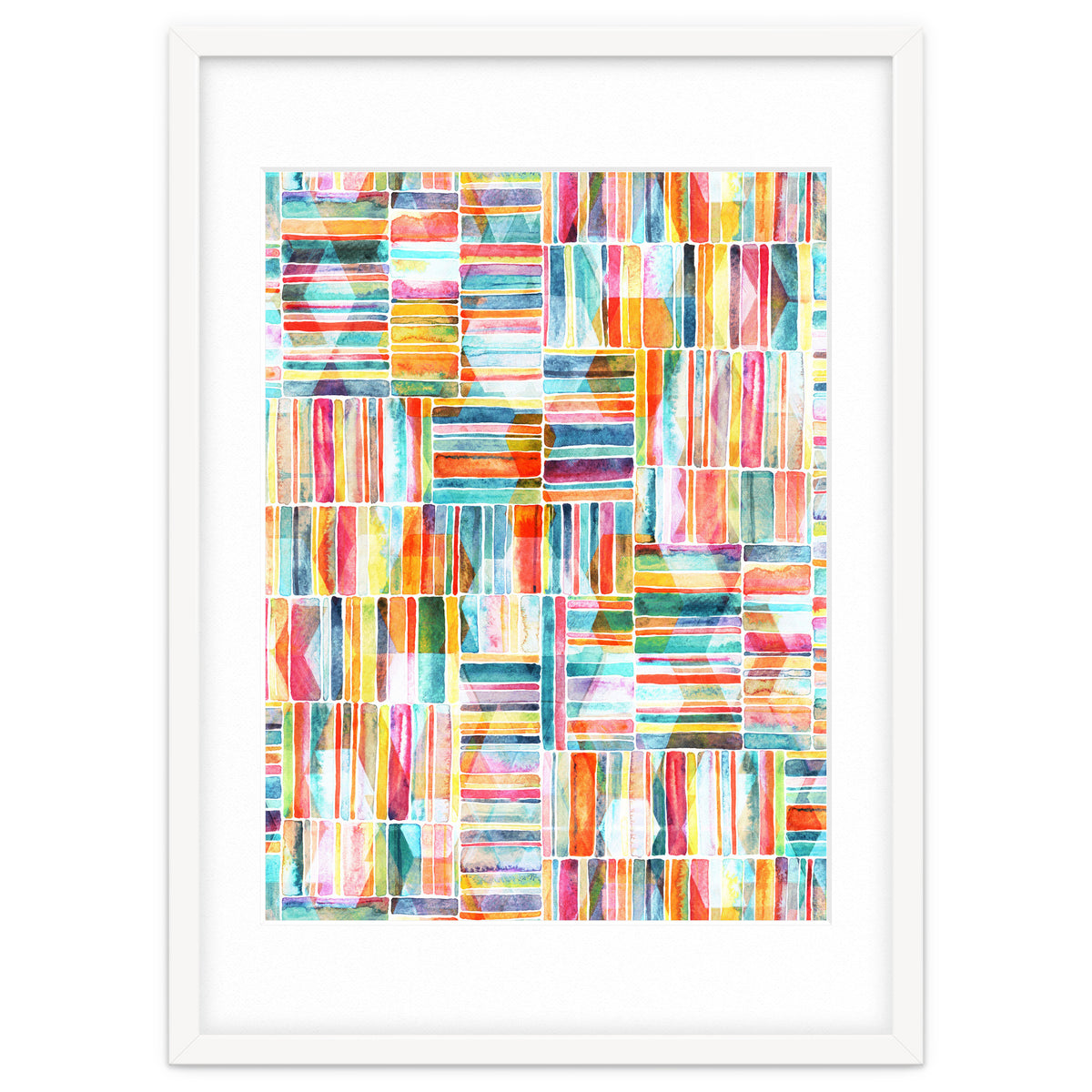 Summer Pastel Geometric and Striped Abstract on white