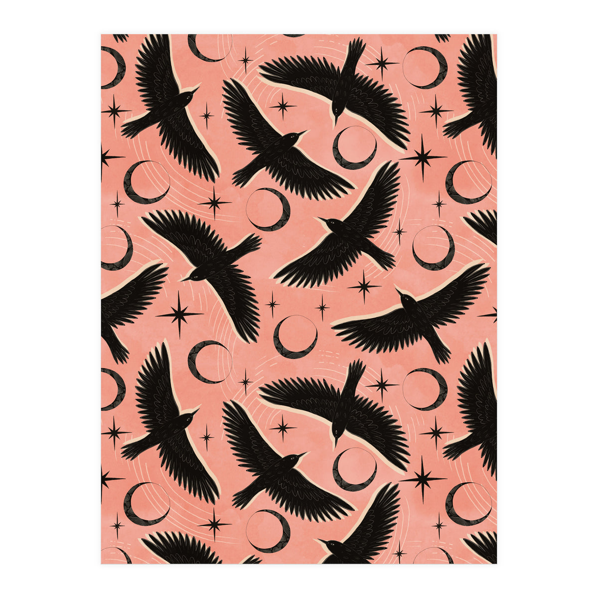 Black Birds With Moons (Print Only)