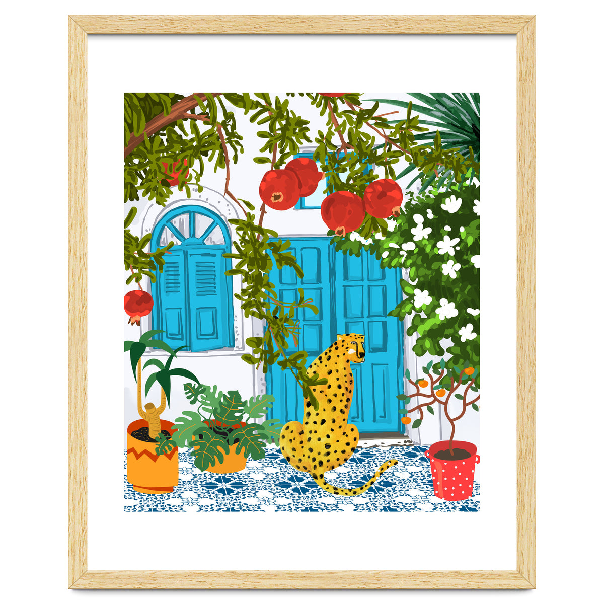 Cheetah Home, Morocco Architecture Illustration, Greece Cats Tropical Urban Jungle Pomegranate