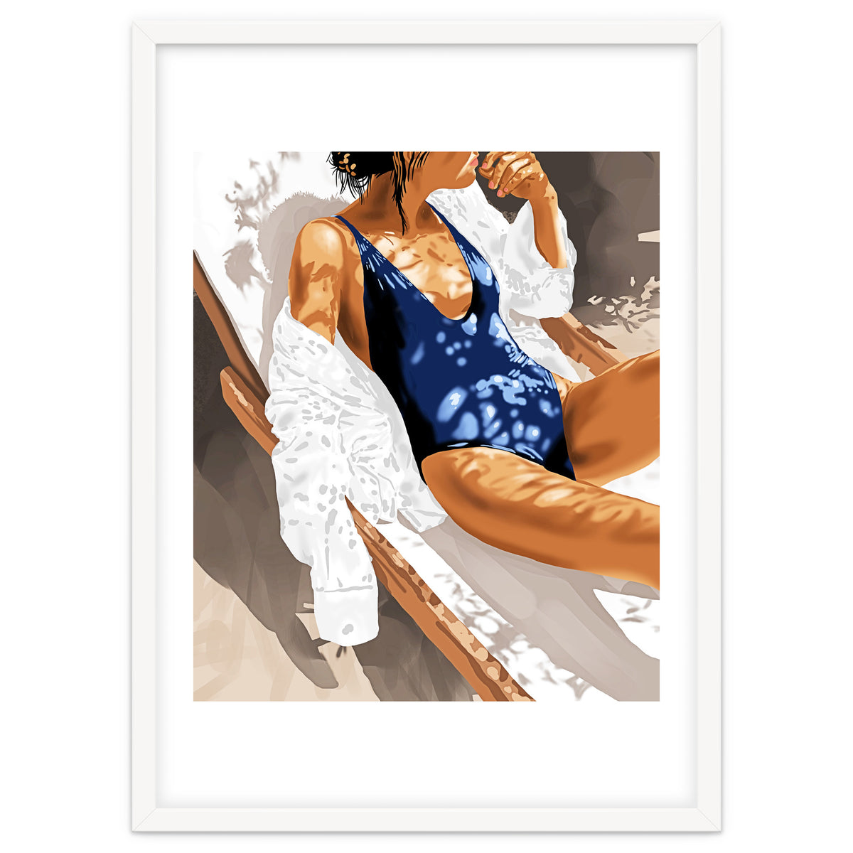 Girls Just Wanna Have Sun Painting, Woman Fashion Swim Beach Vacation Travel Summer Illustration
