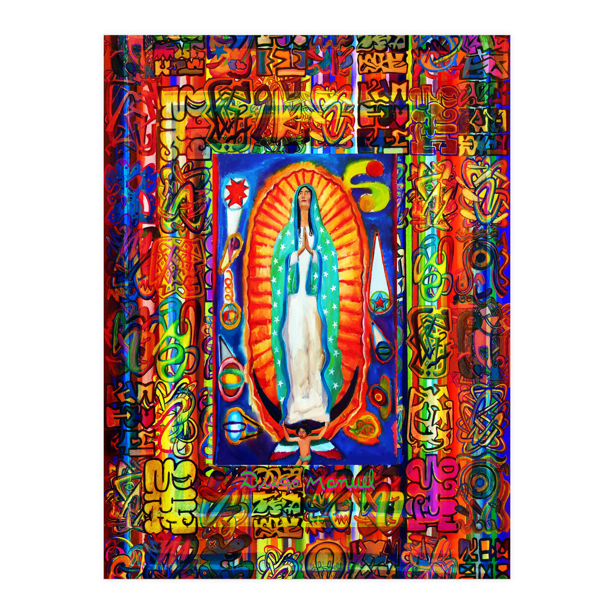 Graffiti Digital 2022 337 and Virgin of Guadalupe (Print Only)