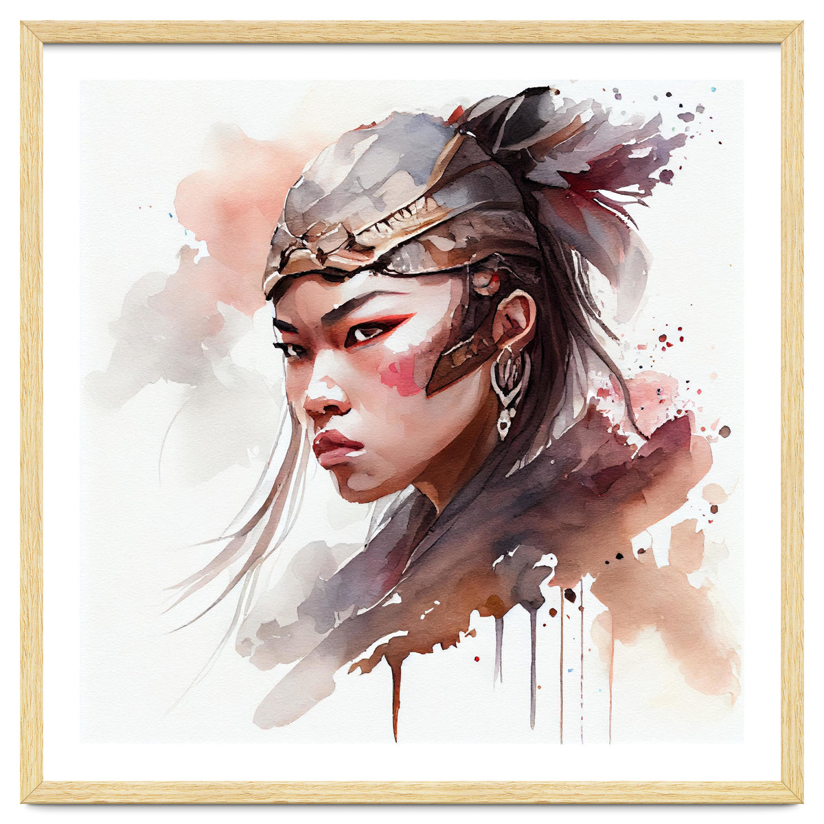 Watercolor Asian Warrior Woman #1