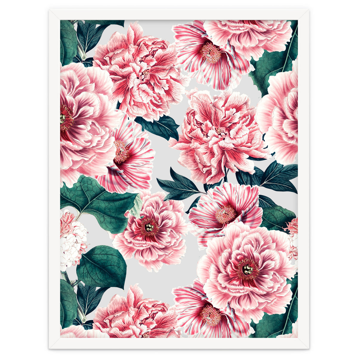 Pattern pink vintage peonies