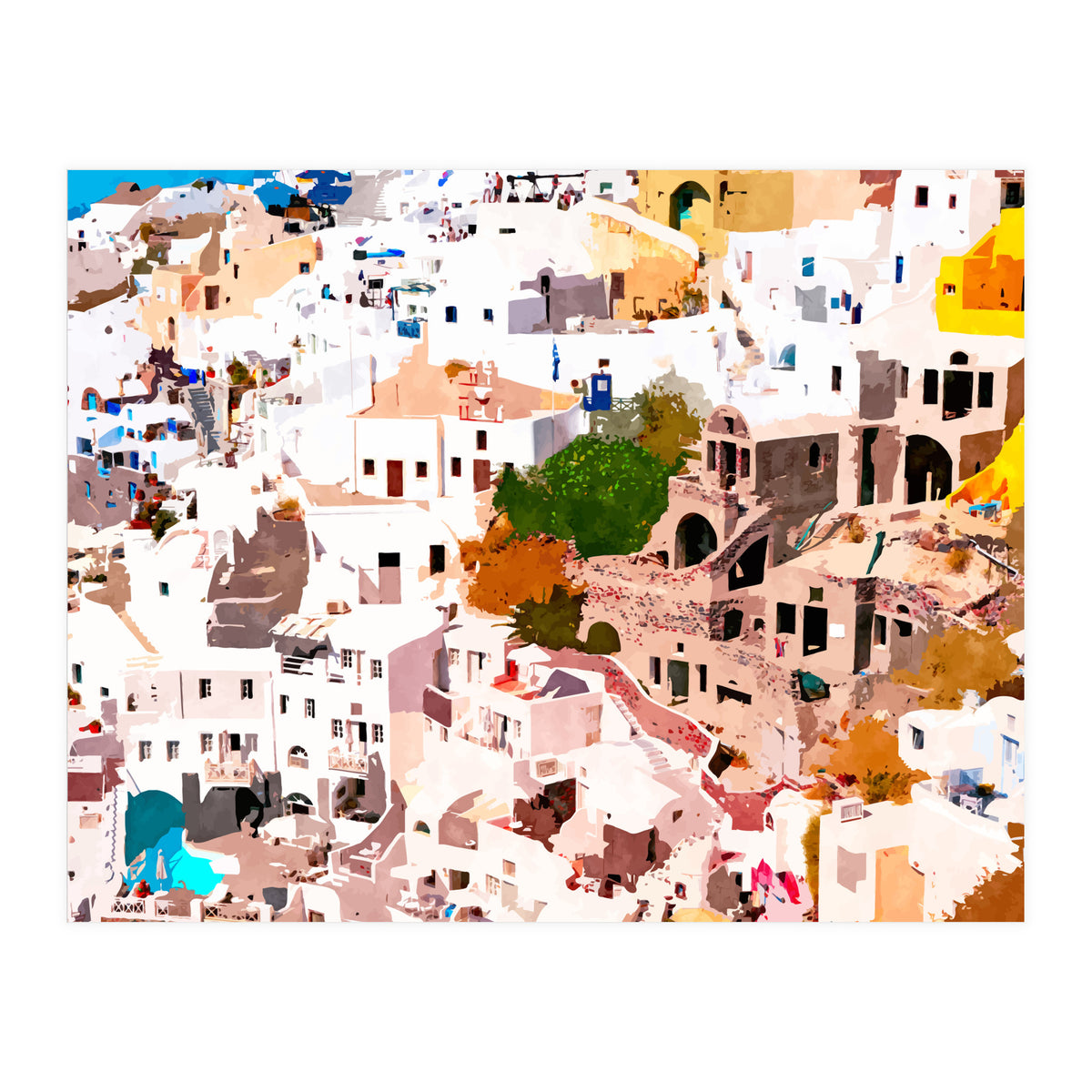 Travel Far Enough, You Meet Yourself Illustration, Spain Citiscape Architecture Painting, Buildings (Print Only)