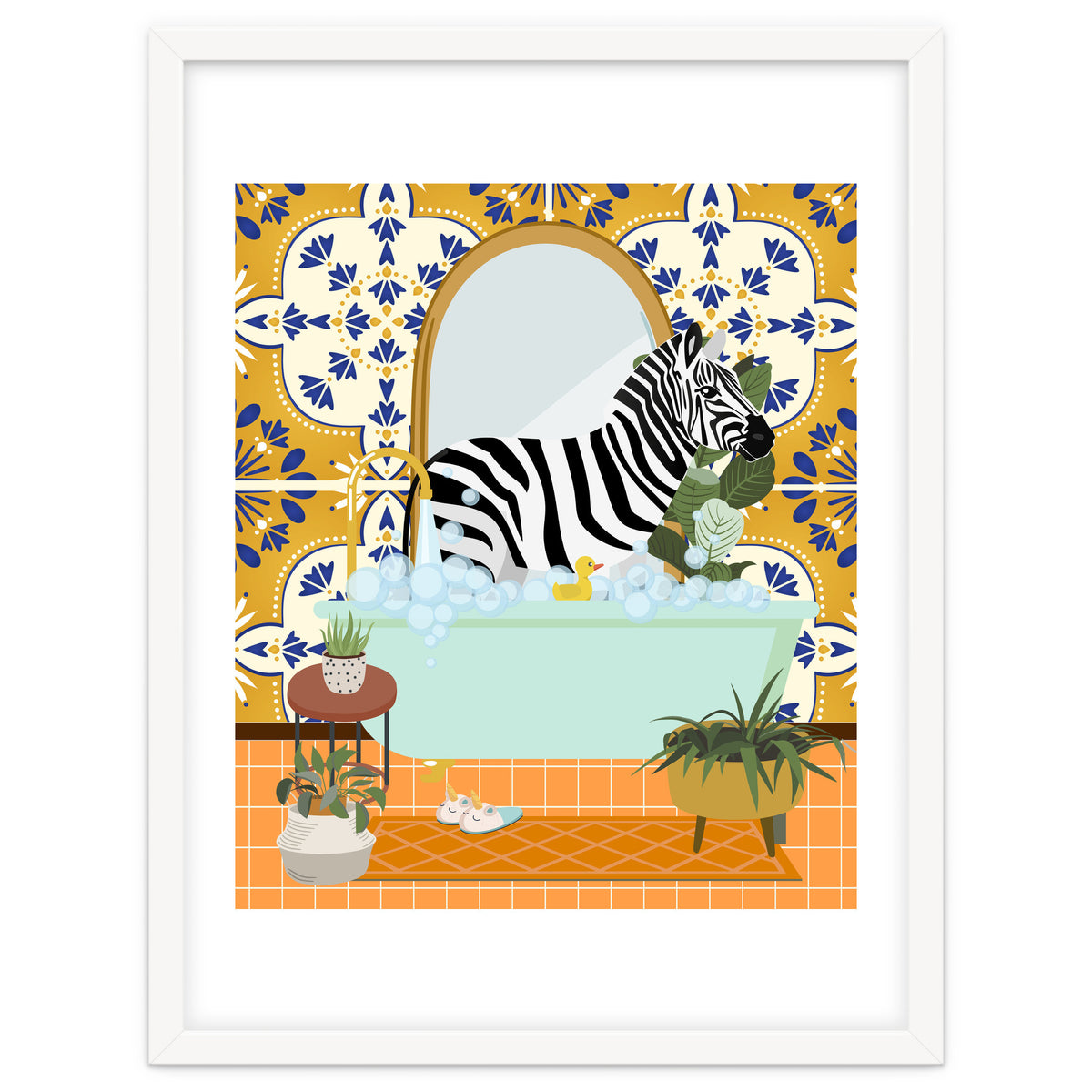 Zebra Bathing in Moroccan Style Bathroom