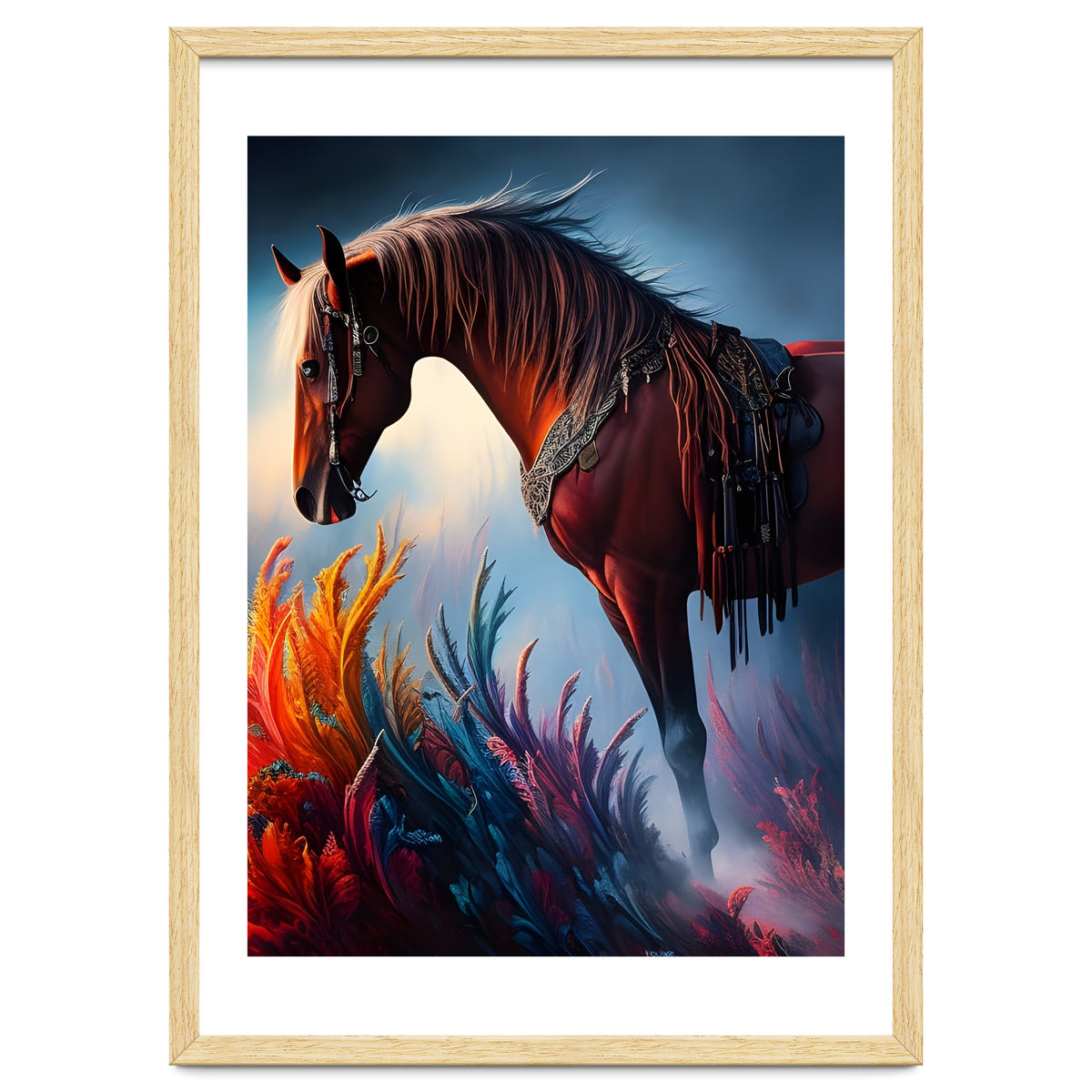 Elegant Prismatic Arabian Horse Digital Art