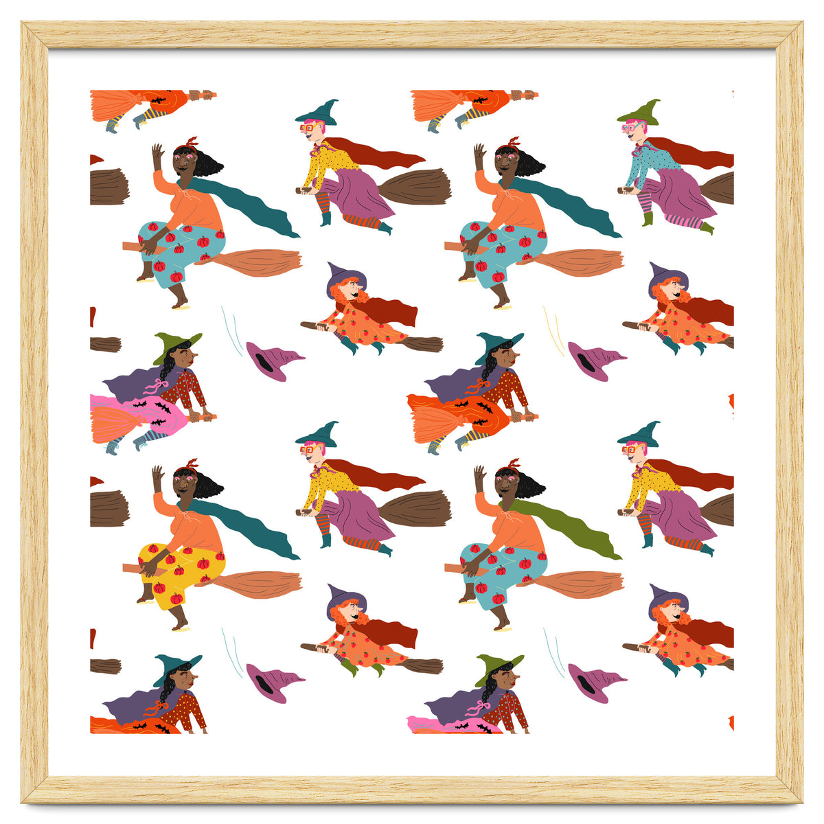 Tiny Witches Pattern (white Backgrownd)