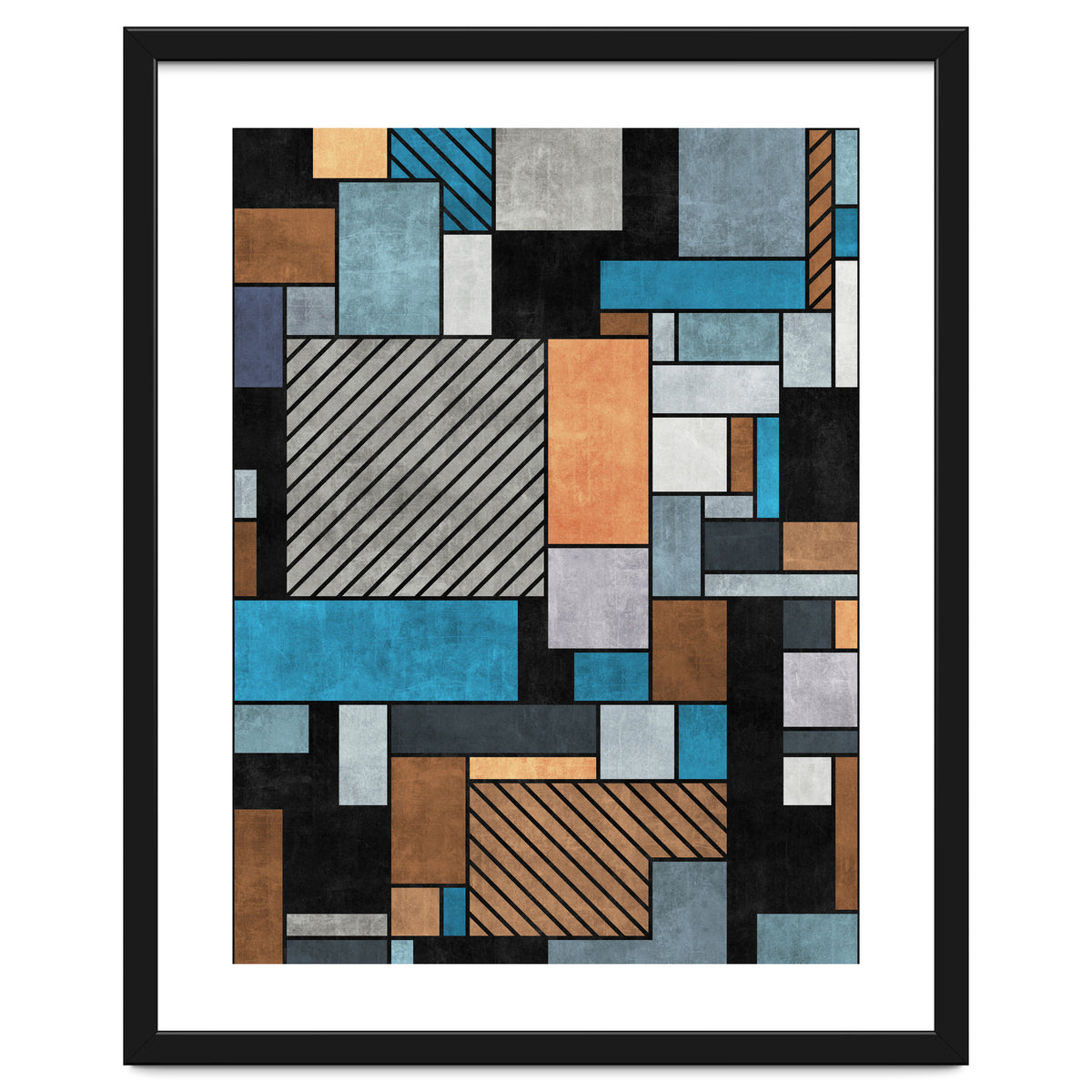 Random Concrete Pattern - Blue, Grey, Brown