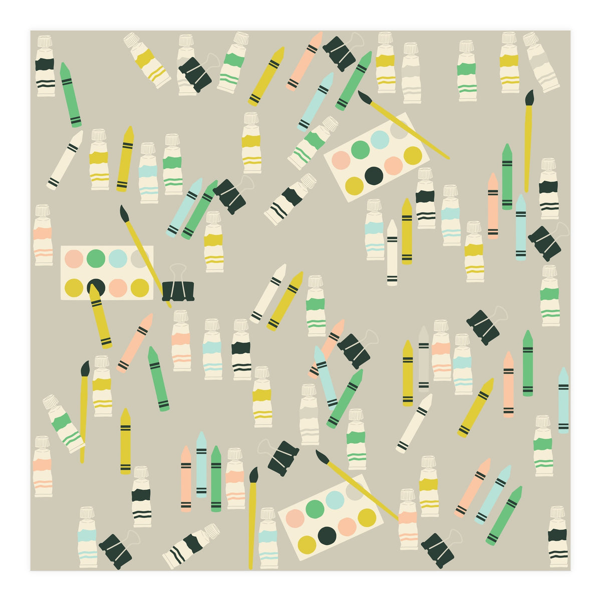 Artist pattern with crayons, watercolors and acrylic paint (Print Only)