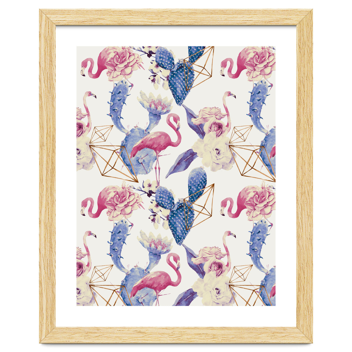 Flamingos, geometric and flowers 02