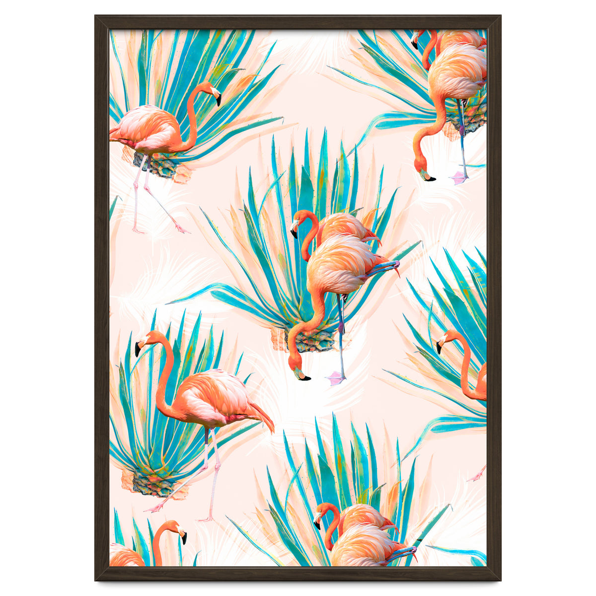 Anaglyph Flamingos with cactus