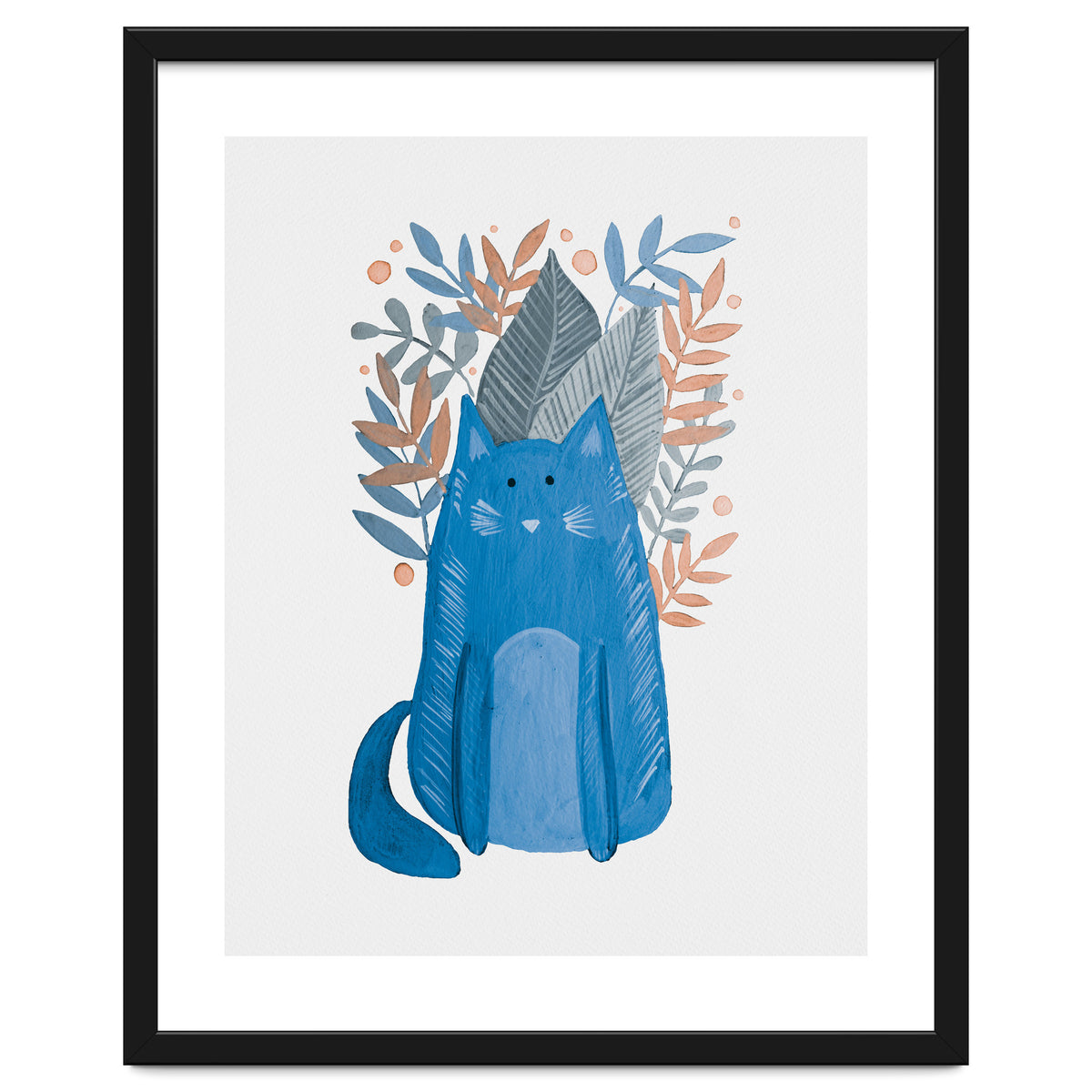 Cute blue cat and branches