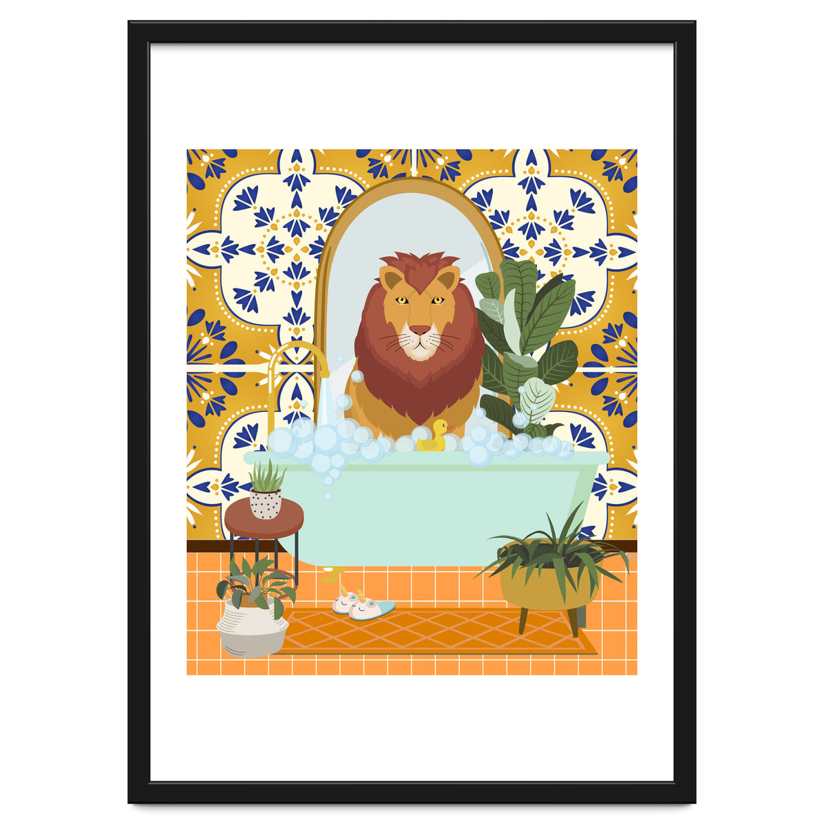 Lion Bathing in Moroccan Style Bathroom