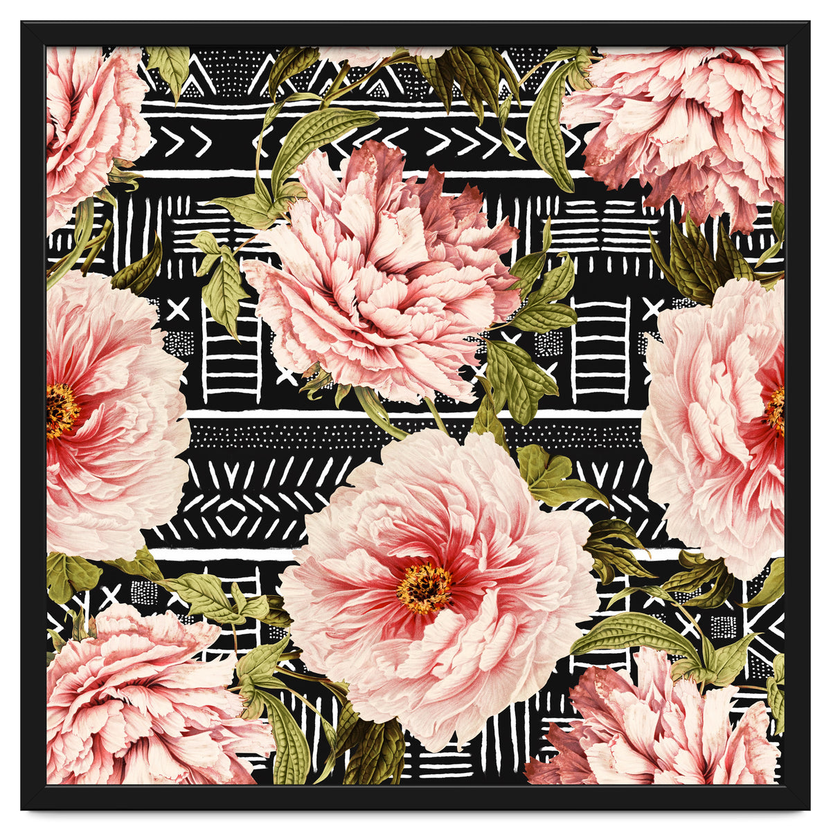 Flowering pink on drawn lines