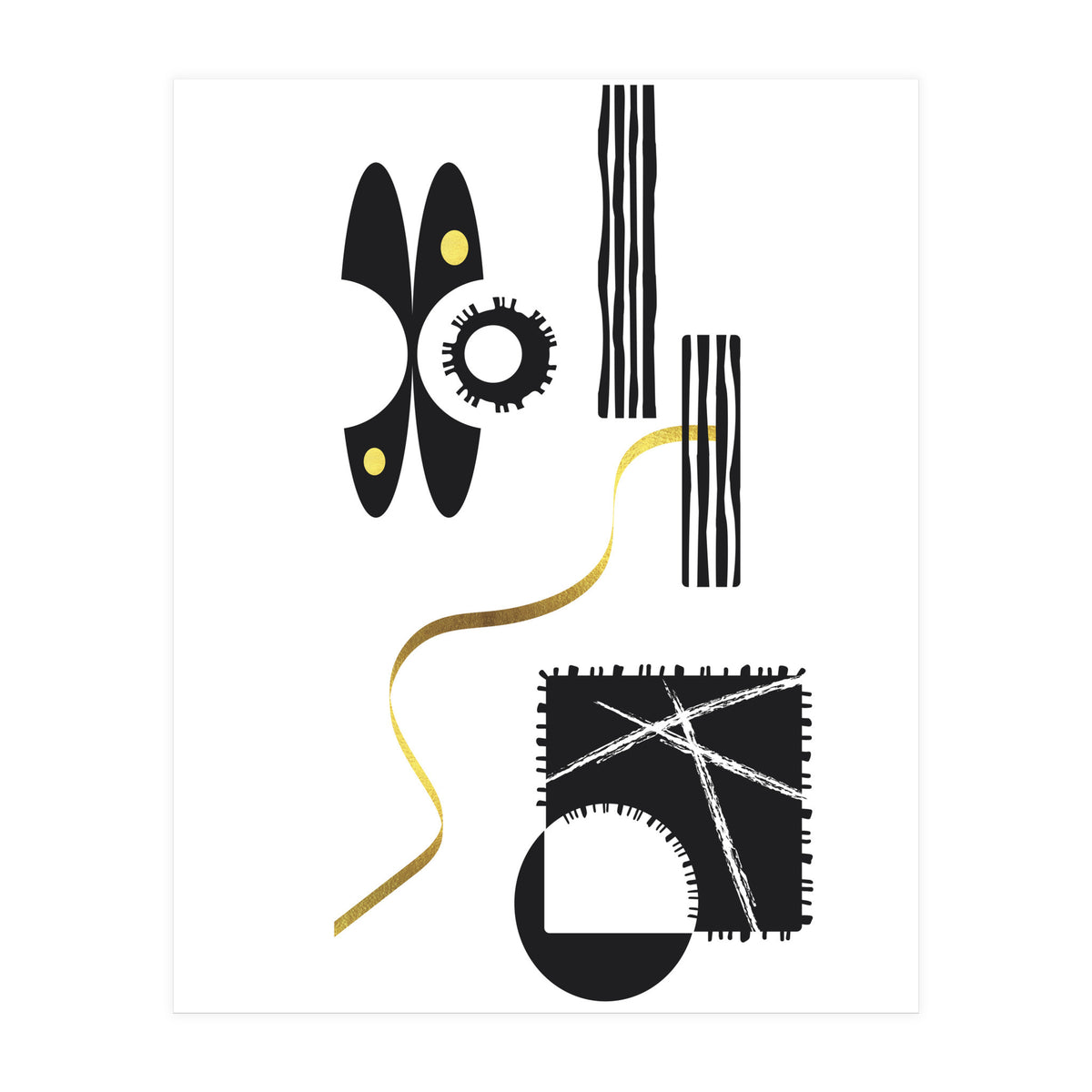 Black & White Abstract No. 3 | gold (Print Only)