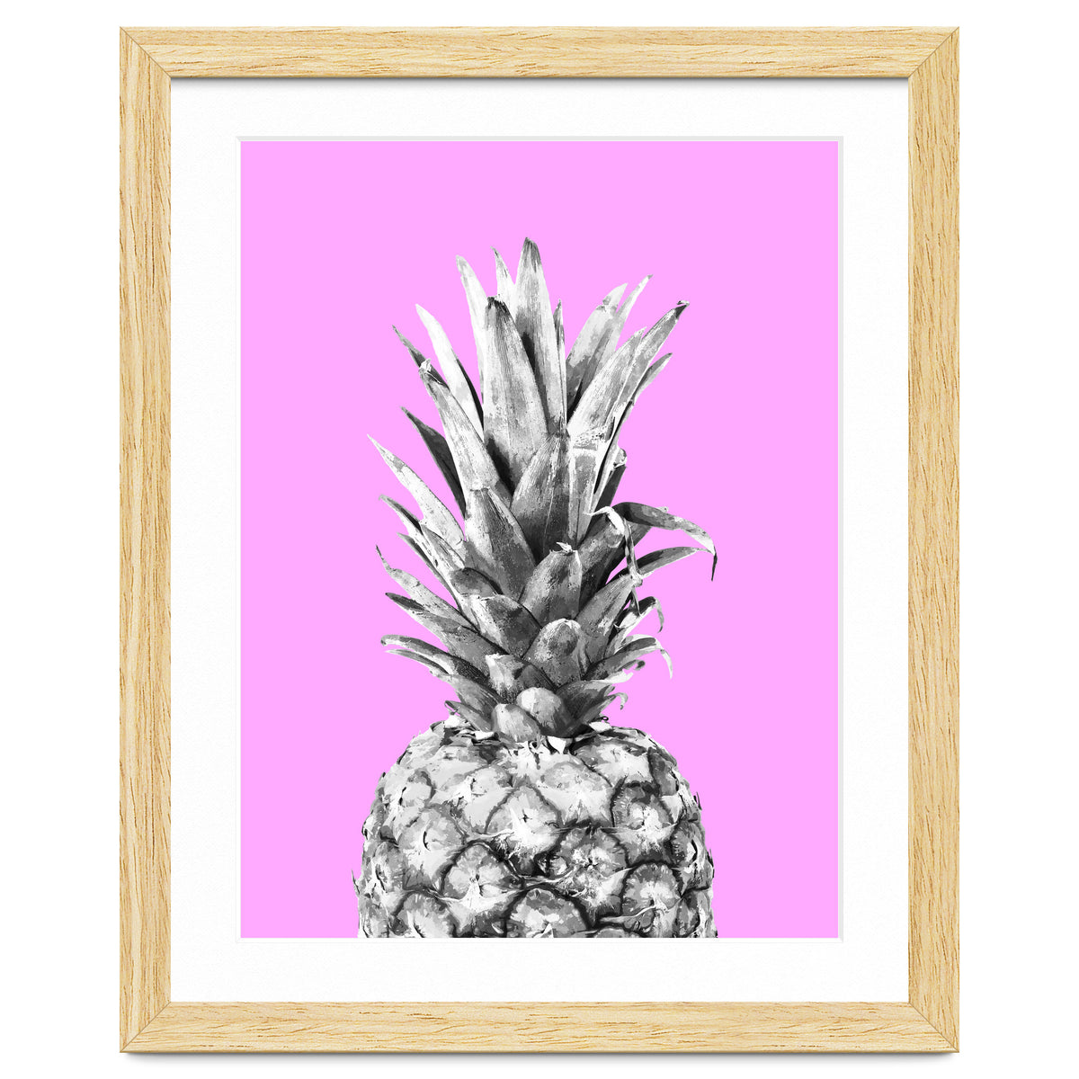 Black and White Pineapple Pink Background