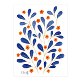 Springtime Floral | Blue and Orange (Print Only) thumbnail