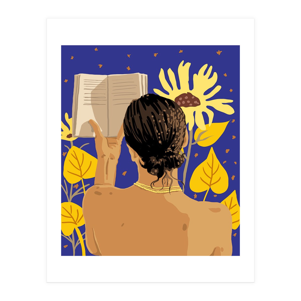 You're never alone when lost in the magic of a book, Bohemian Reader Botanical, Nude Plant Lady (Print Only)