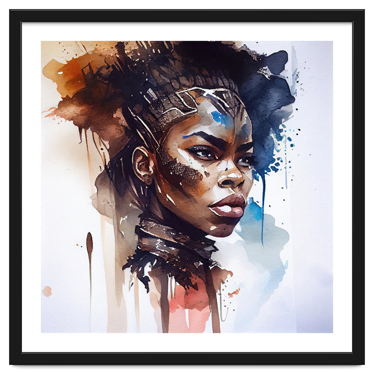 Watercolor African Warrior Woman #8
