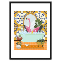 Flamingo Bathing in Moroccan Style Bathroom