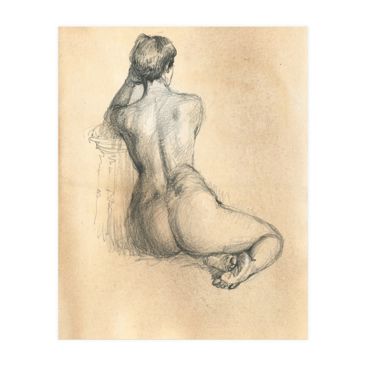 Nude beautiful girl from the back (Print Only)