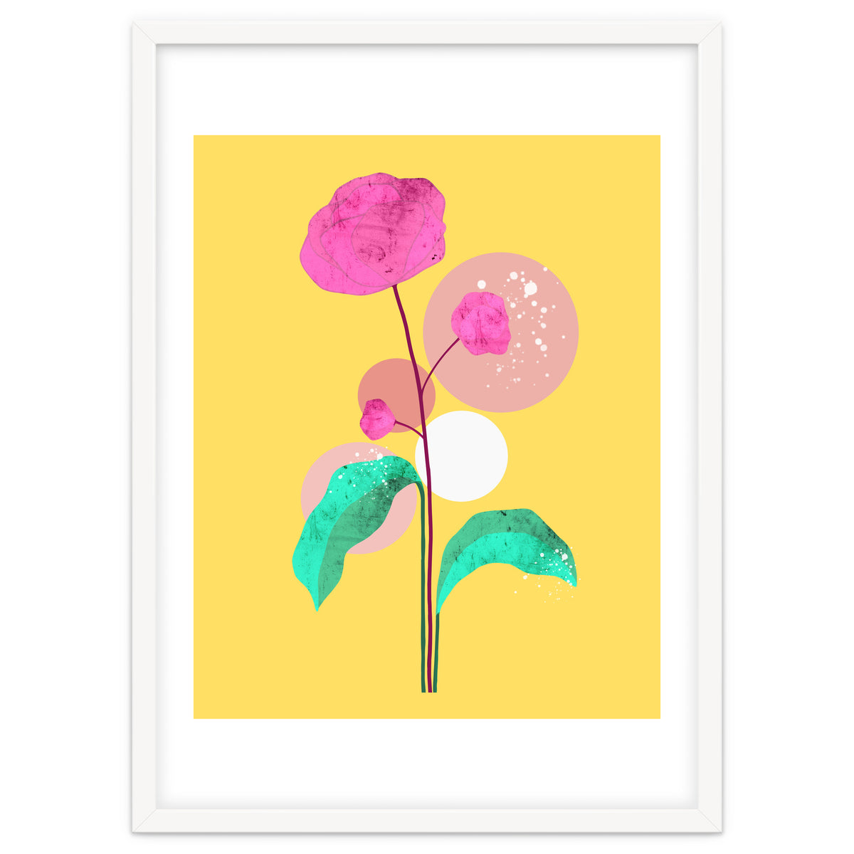 The Rare Bloom, Abstract Nature Floral Graphic, Eclectic Bohemian Modern, Pop of Color Illustration