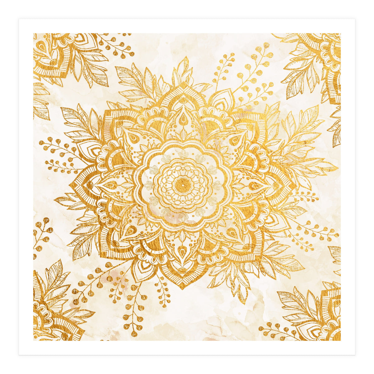 Queen Starring of Mandala-Gold Sunflower I (Print Only)