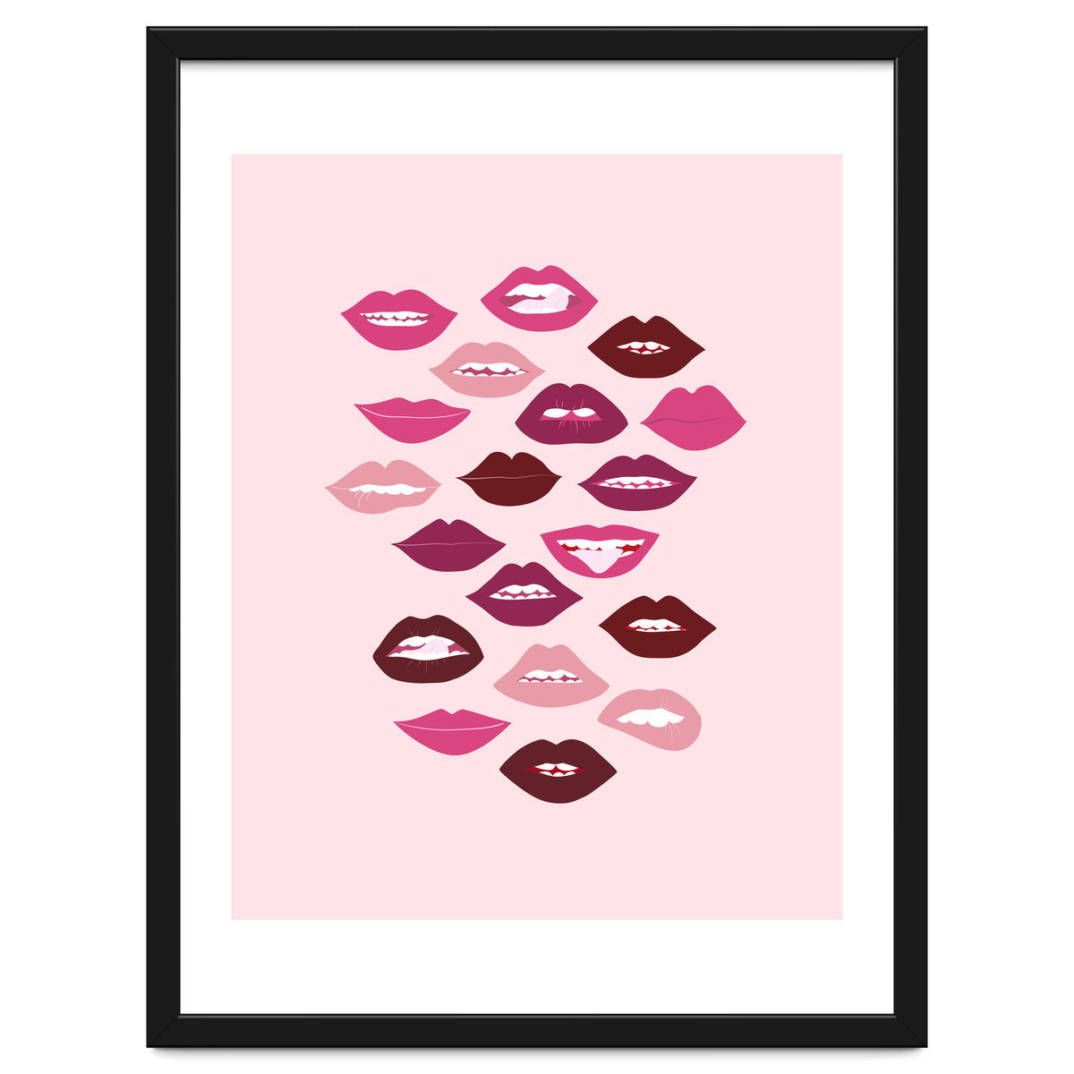 Lips Dark on Pink Background