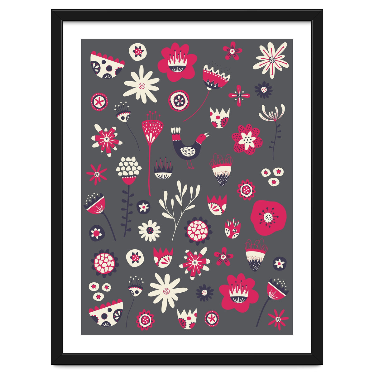 Spring Folk Floral Grey