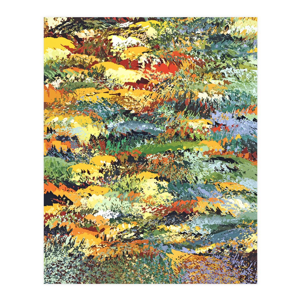 Autumn Forest, Nature Jungle Painting, Botanical Plants Abstract Illustration, Contemporary Modern Boho (Print Only)