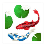 Watercolor Koi Fish And Lotus (Print Only) thumbnail