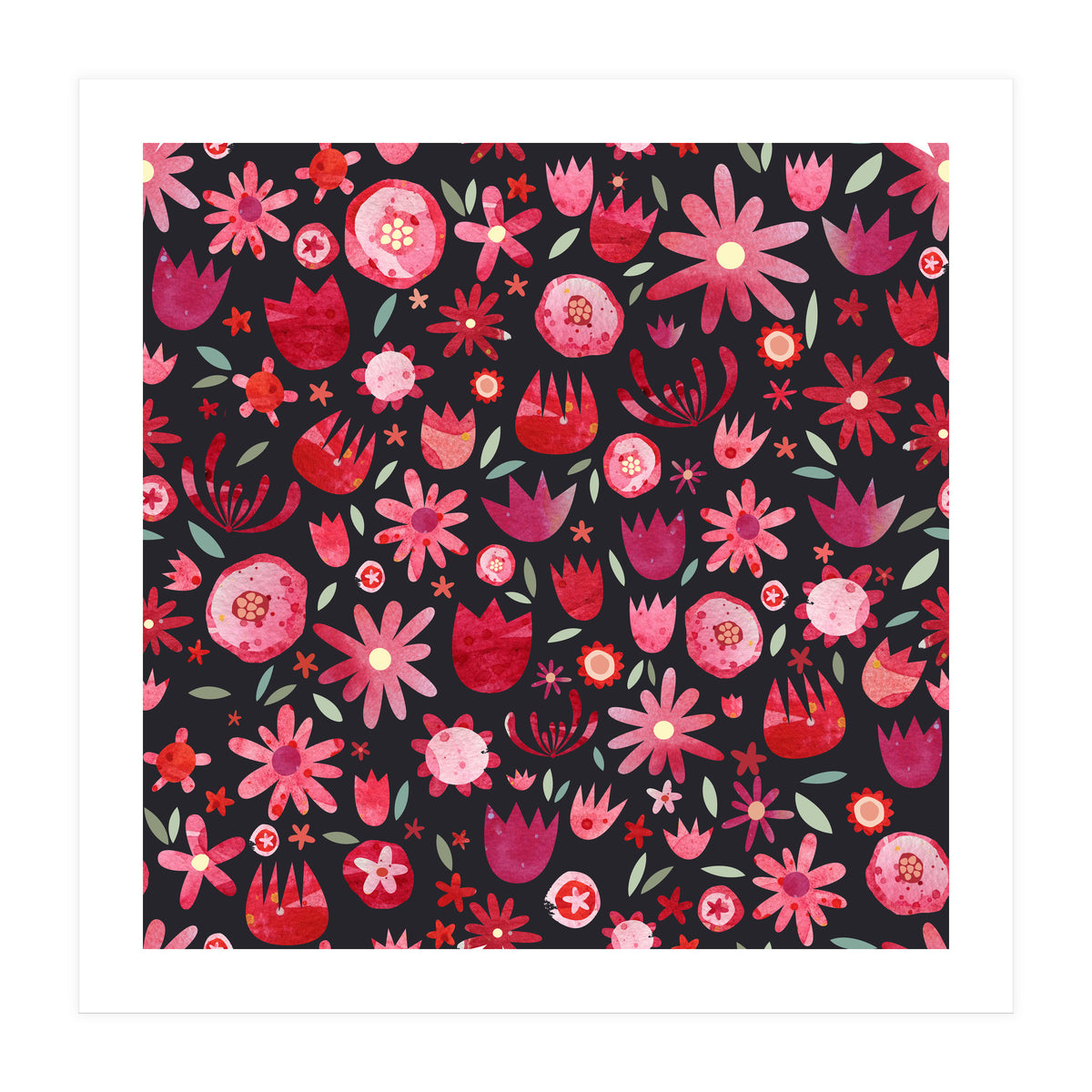 Summer Flower Circle Dark (Print Only)