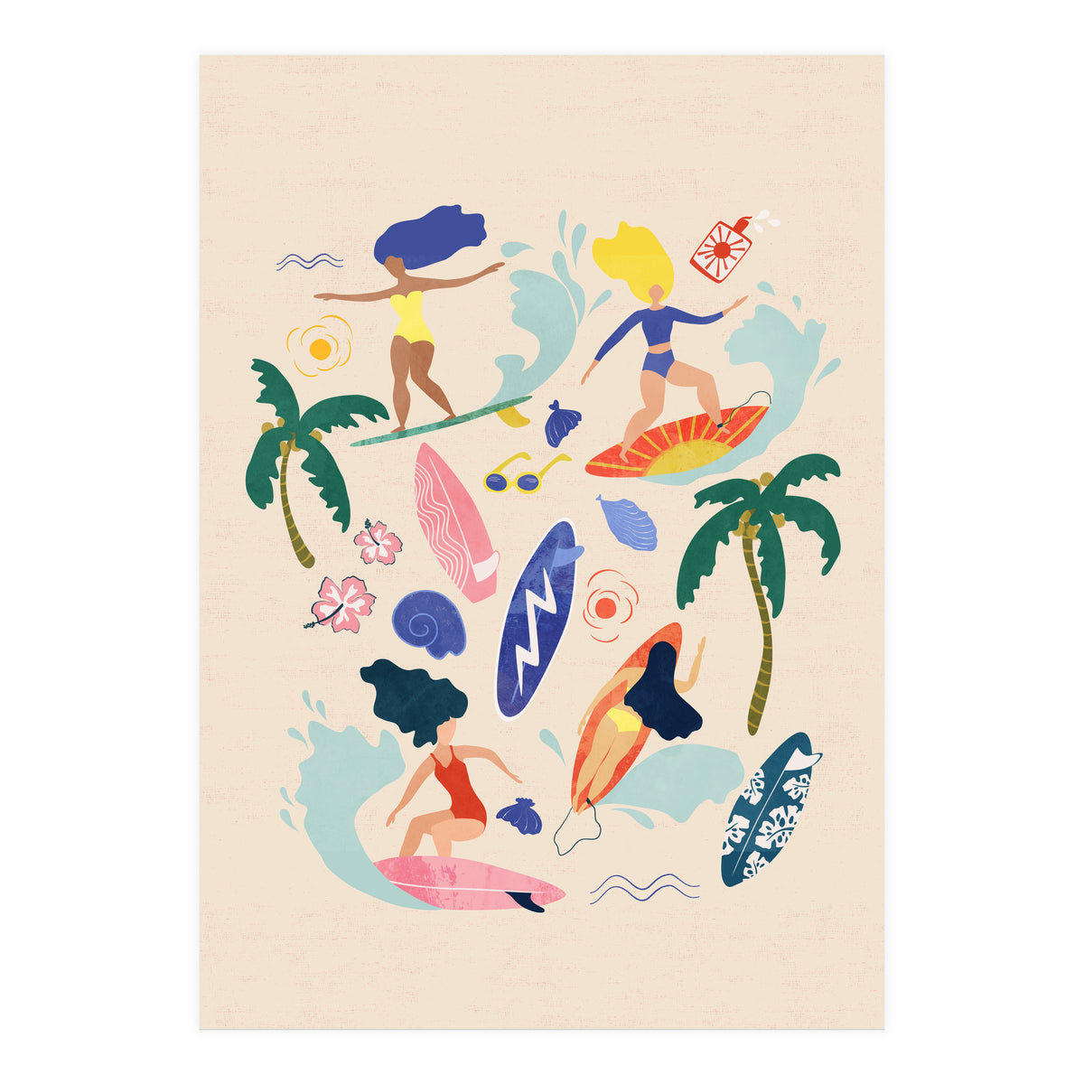 Surfing Girl Light (Print Only)