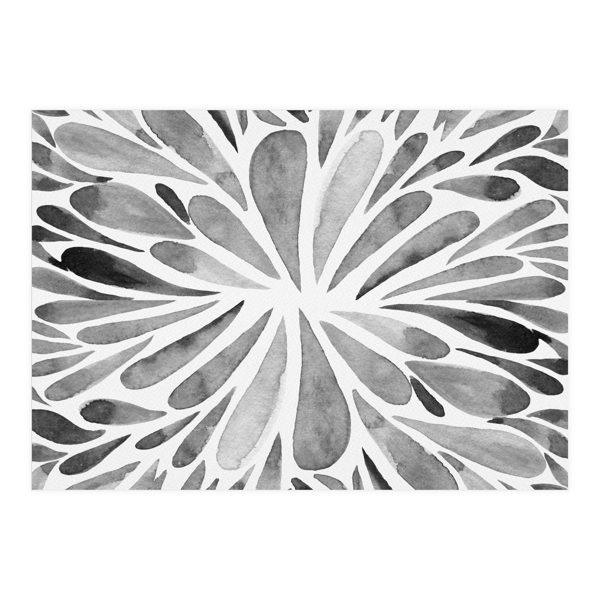 Retro abstract floral - black and white (Print Only)