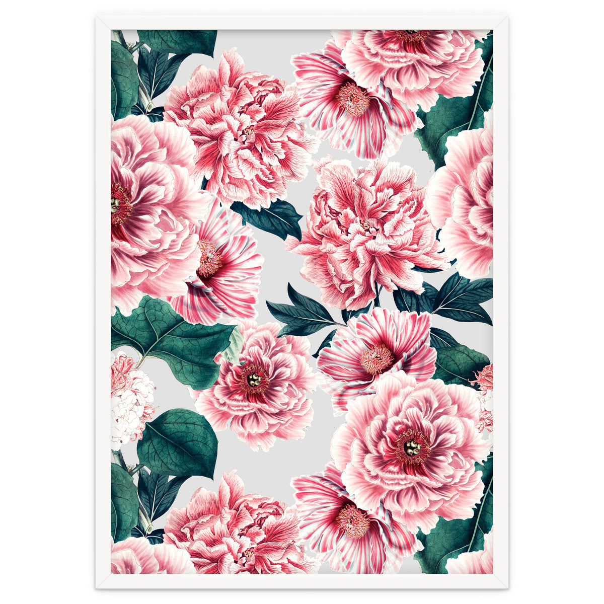 Pattern pink vintage peonies