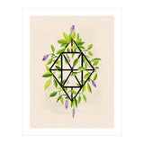 Geometric frame with leaves and flowers (Print Only) thumbnail
