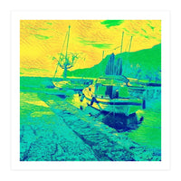 Boats on Green, blue and yellow (Print Only)
