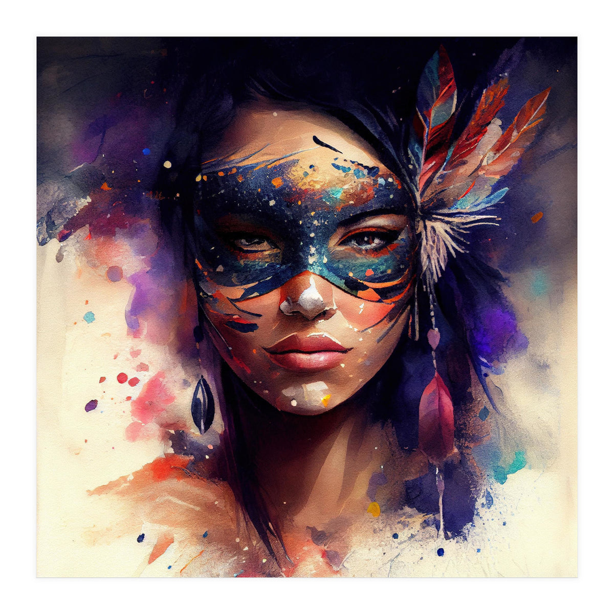 Watercolor Carnival Woman #1 (Print Only)