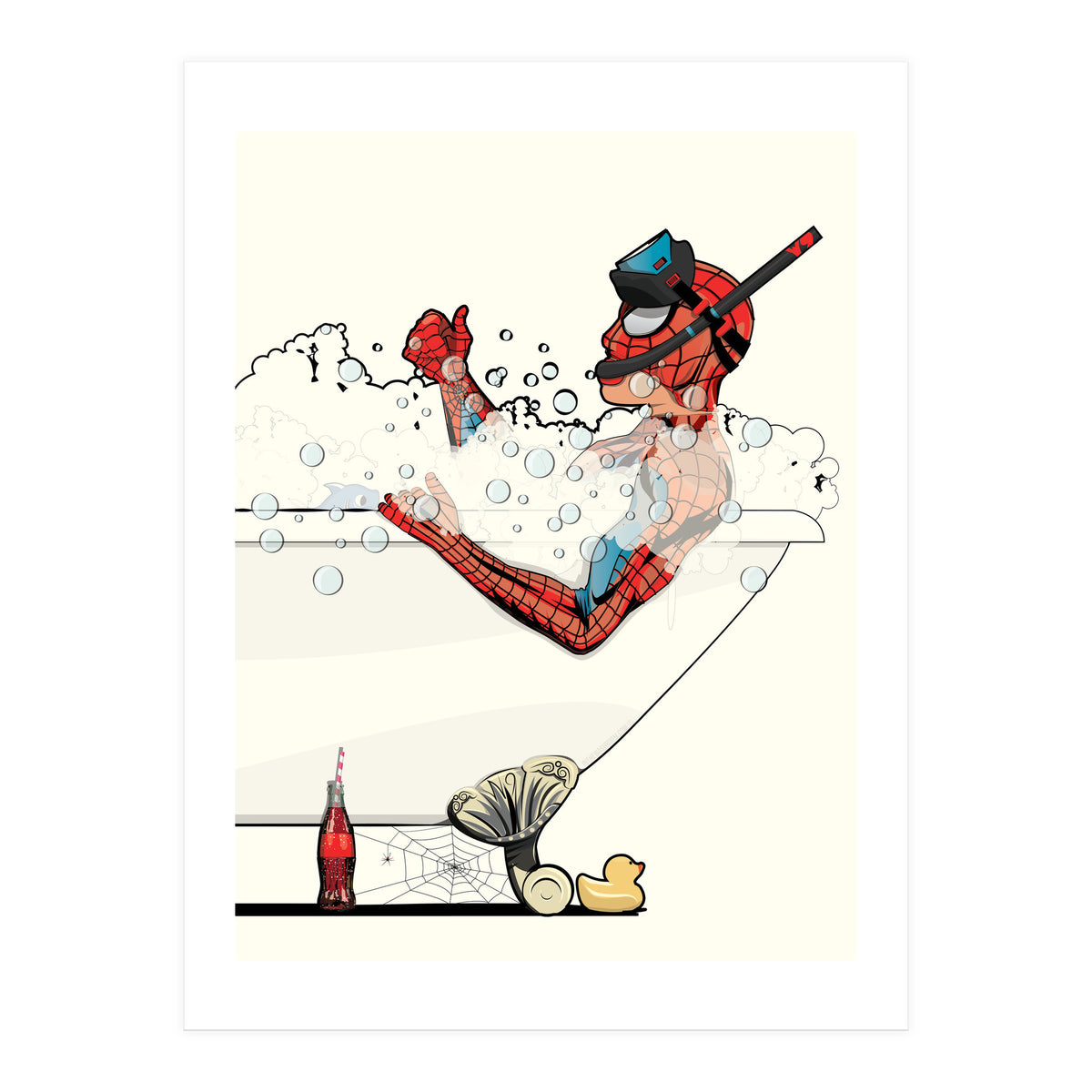 Spiderman in the Bath, funny Bathroom Humour (Print Only)