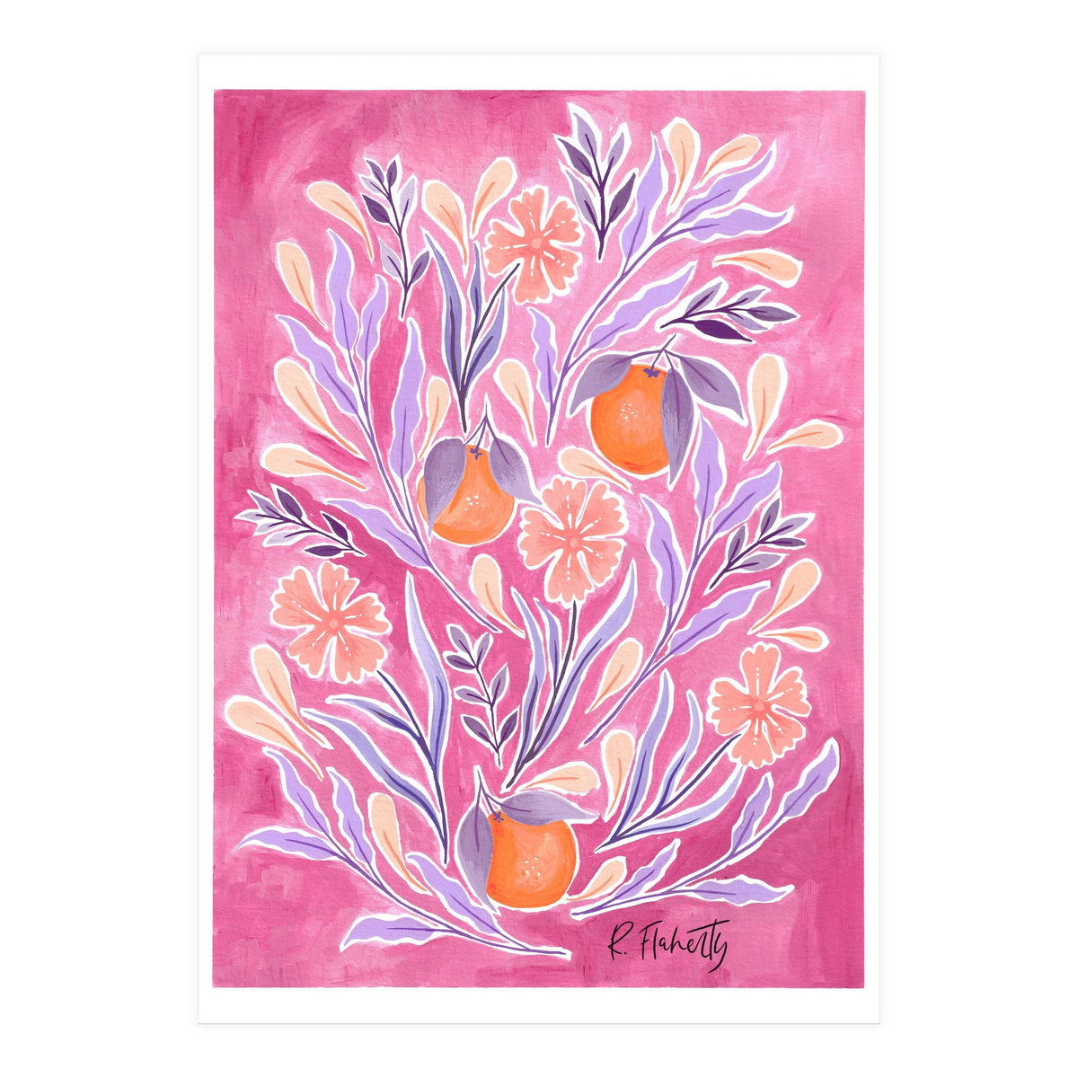 Wild Orange Floral | Pink & Purple (Print Only)