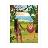Boho Girl with Lion (Print Only)