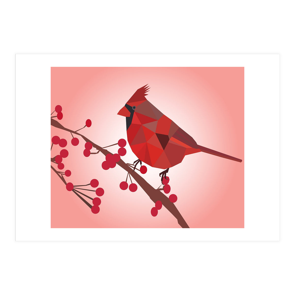 Northern Cardinal Bird Low Poly Art  (Print Only)