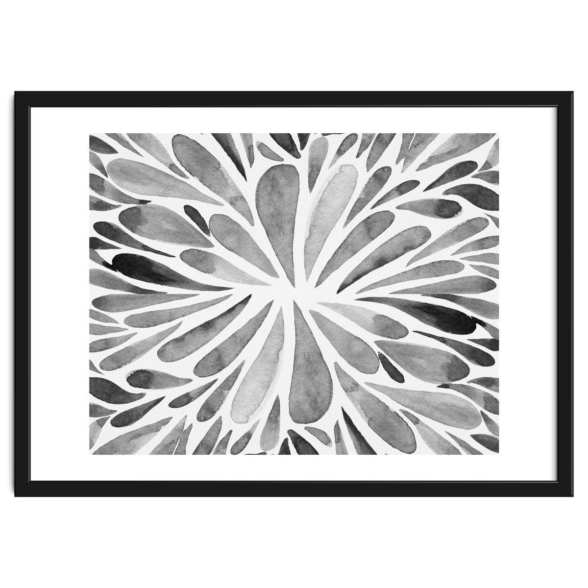 Retro abstract floral - black and white