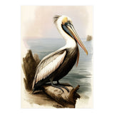 Pelican on the Shoreline Vintage Painting (Print Only) thumbnail