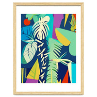 Tropical Wilderness, Abstract Botanical Jungle Plants, Pop of Color Eclectic Shapes Nature