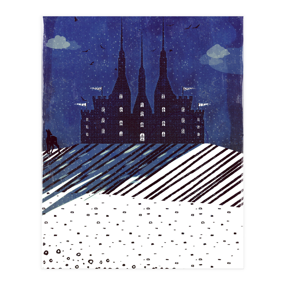 Castle on the hill at night (Print Only)