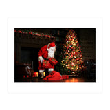 Santa Claus put his Christmas gift under the Xmas tree at midnight (Print Only) thumbnail