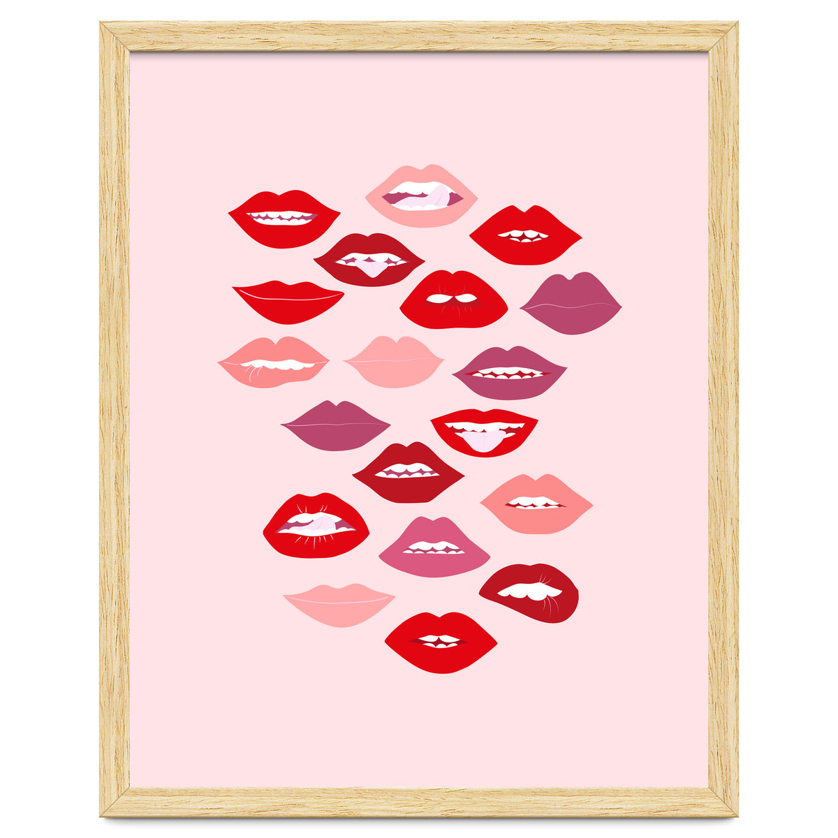 Lips Red with Pink Background